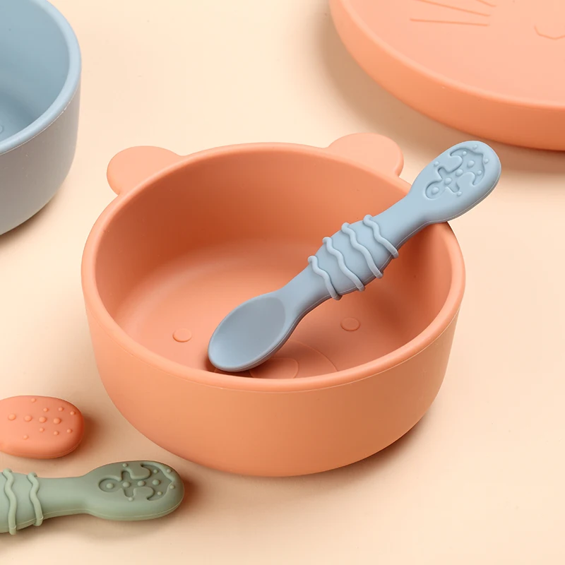 Kids Food Gift Pack Baby Toddler Infant Feeding Bowls Soft Tip Silicone Spoon Set Bpa Free Stay Put Natural Bamboo Suction Bowl