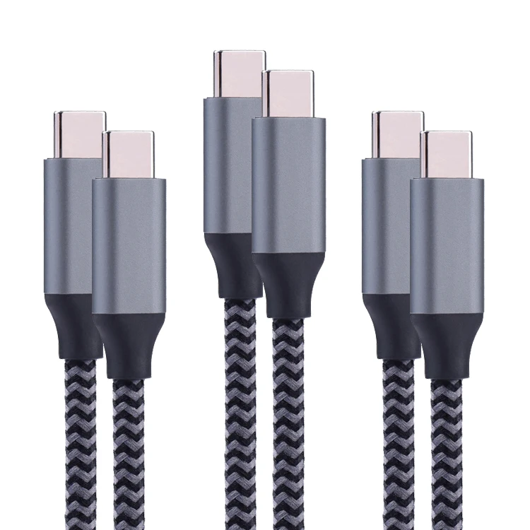 Cables Usb-c 3m Long 5a 100w Pd Type C To Type-c Spring Metal Customized Custom Brand Logo Nylon Braided 10 Ft Usb Fast Cable