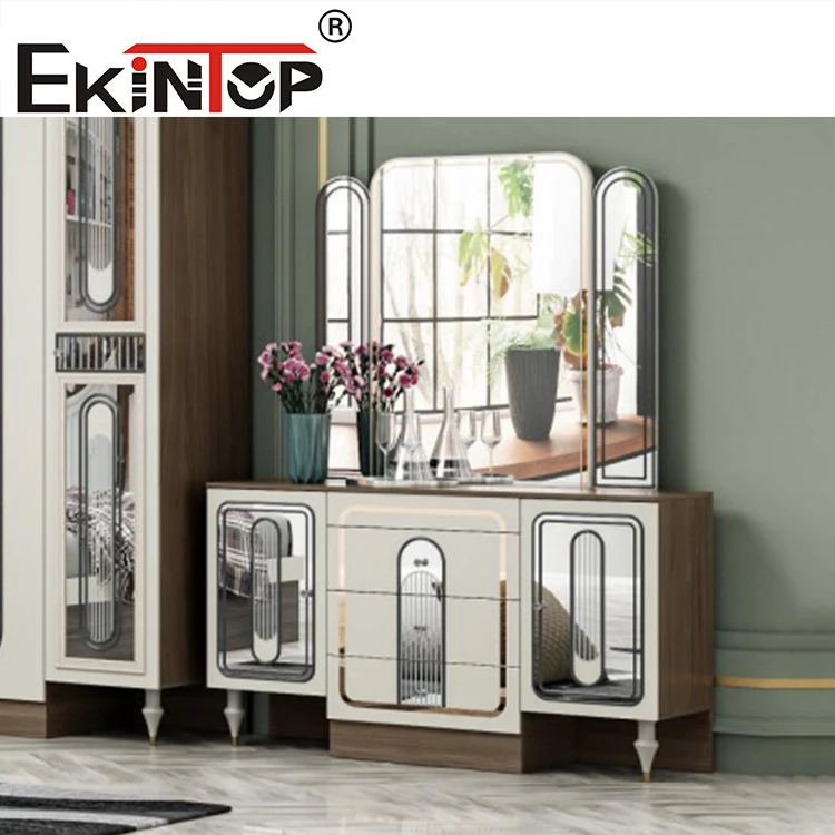 Ekintop bedroom furniture set wholesale double bed luxury king size wooden bed