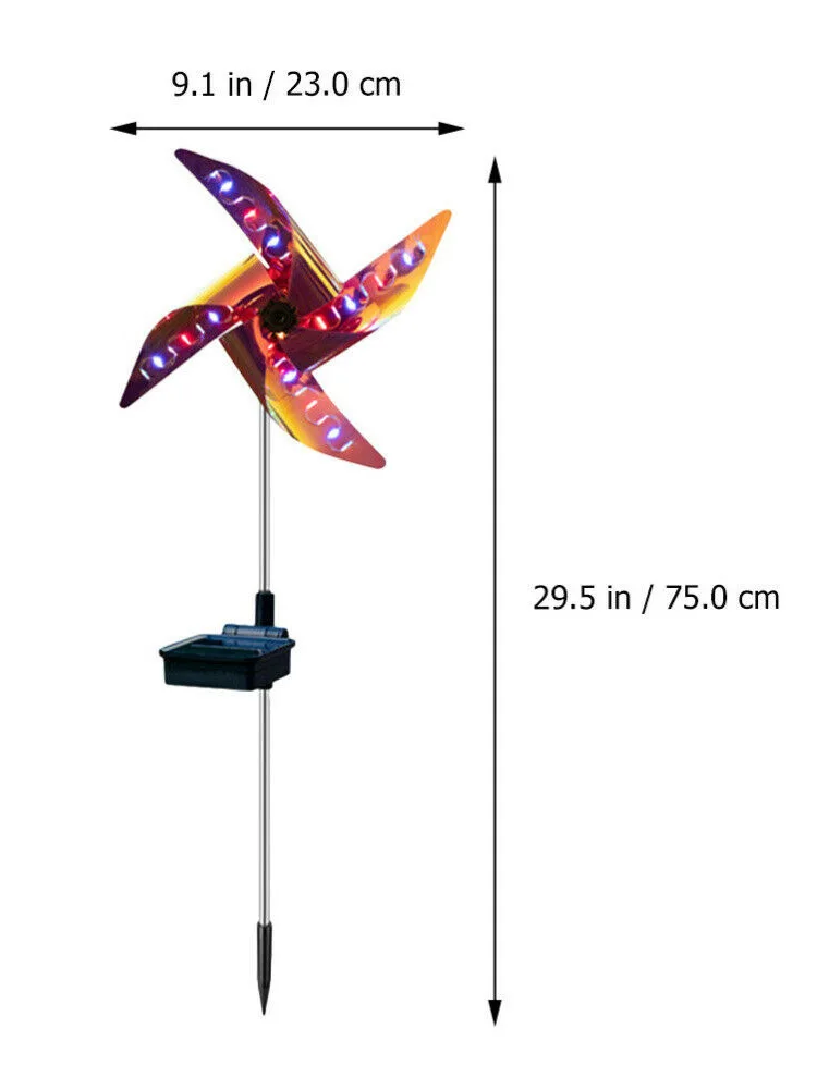 Outdoor waterproof colorful windmill solar pathway lights for landscape,courtyard,lawn,villa,decoration.