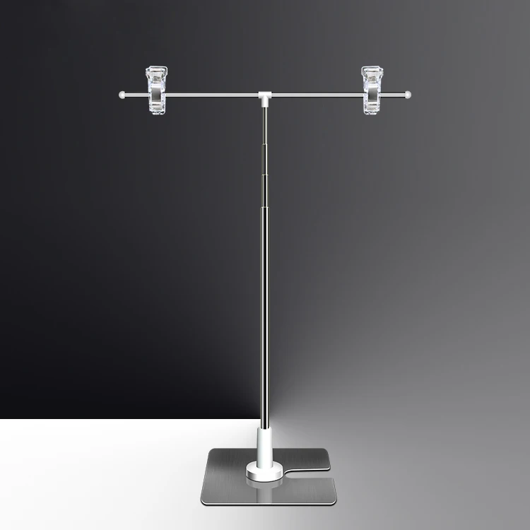 Height Adjustable Metal Clip Strip Sign Holder with Magnetic Base