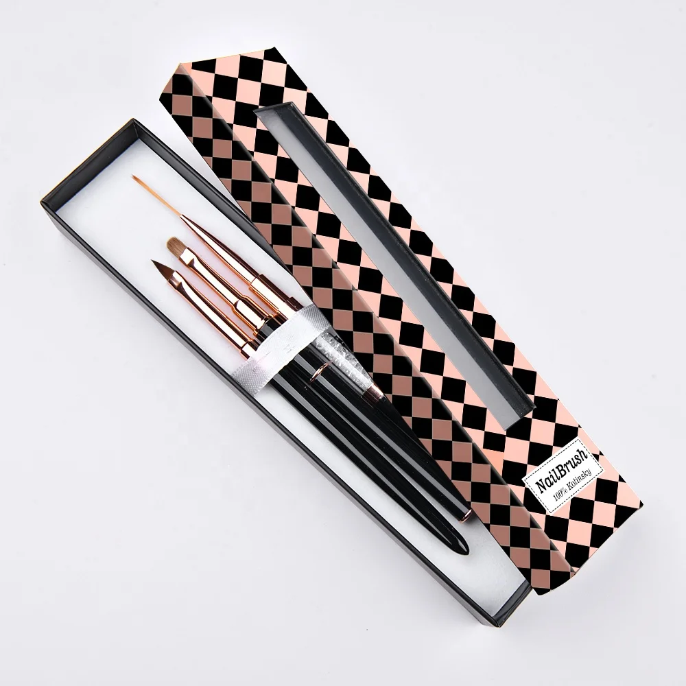 Hot Fashion Personalized Nail Brush Gel Custom Nail Art Brushes Packaging 20mm 25mm Liner Brushes for nail decoration 3d