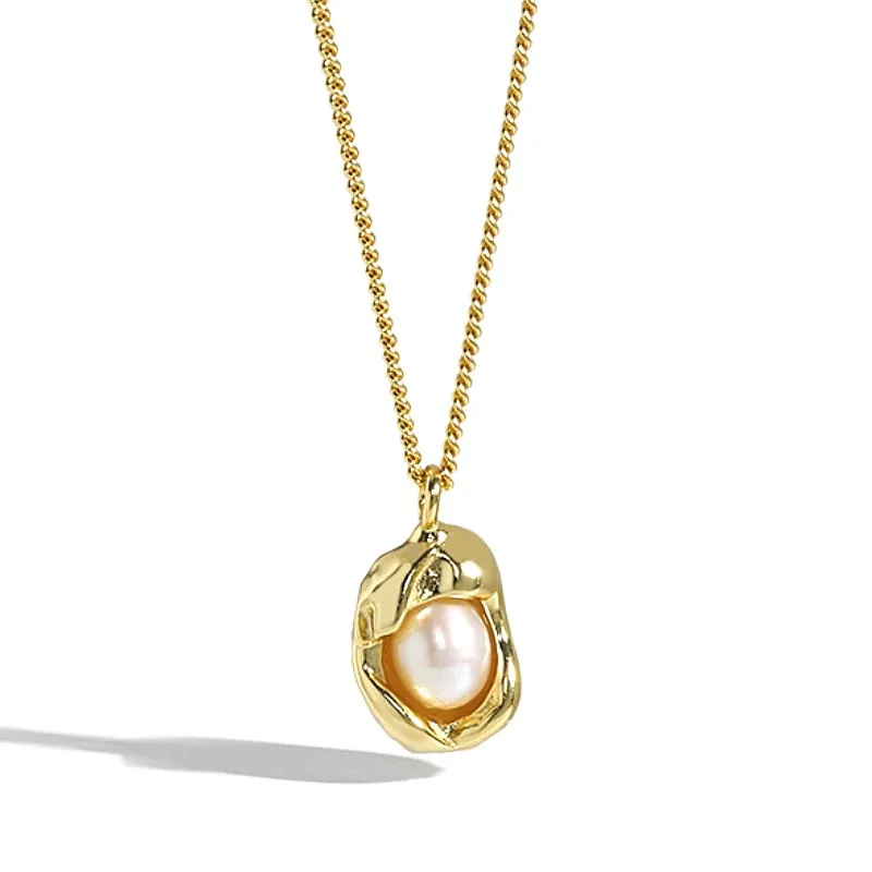 wholesale fresh water pearl necklace jewelry 925 sterling silver pearl pendant necklace 18k gold pearl necklace with pendant