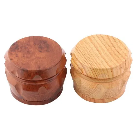 40 50 63 mm diameter wholesale 4 piece wooden color dry herb grinder