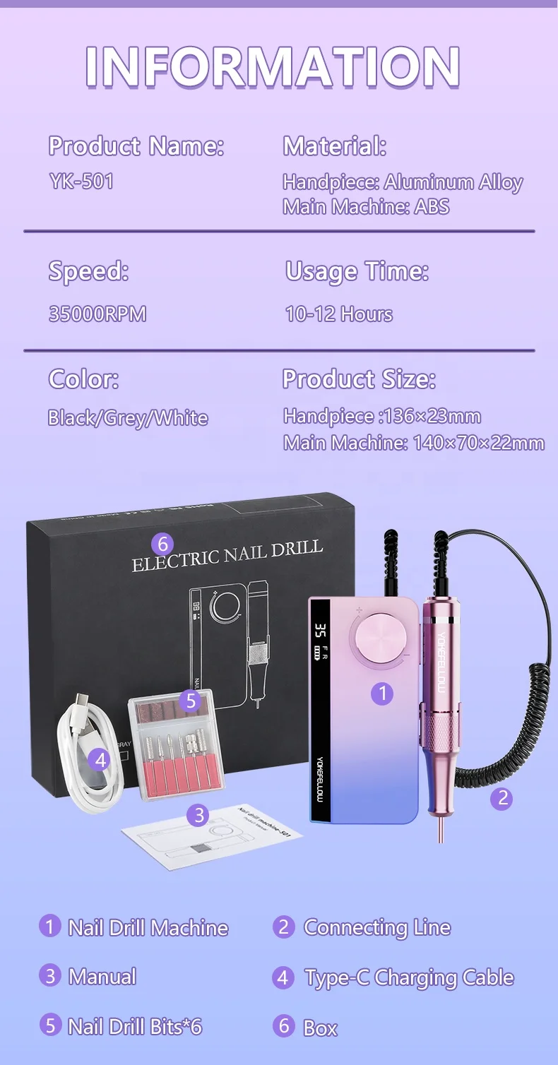 35000 RPM Private Label Electric Nail Drill Machine Cordless Nail Polisher Pink Nail Drill