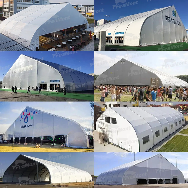FEAMONT 12x20m Aluminium Exhibition Tents PVC Warehouse Aircraft Hangar for Helicopter Storage for Trade Shows