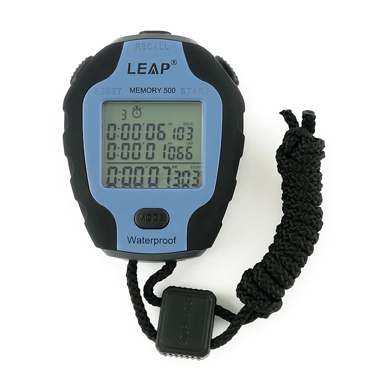 1.8 inch Water Resistant Stopwatch with Large LCD Display 3 rows 500 memories waterproof