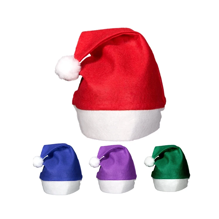 OEM ODM wholesale high quality adult plush custom embroidery logo christmas santa hat