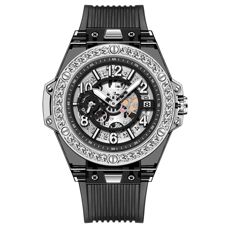 KIMSDUN Luxury Quartz Couple Watch Personality Chronograph Fashion Waterproof Female Male Watches Transparent Simple Glass Men