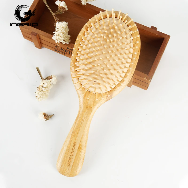 e-co friendly Massaging Scalp wooden bristle hair brush wooden paddle detangling hair brush