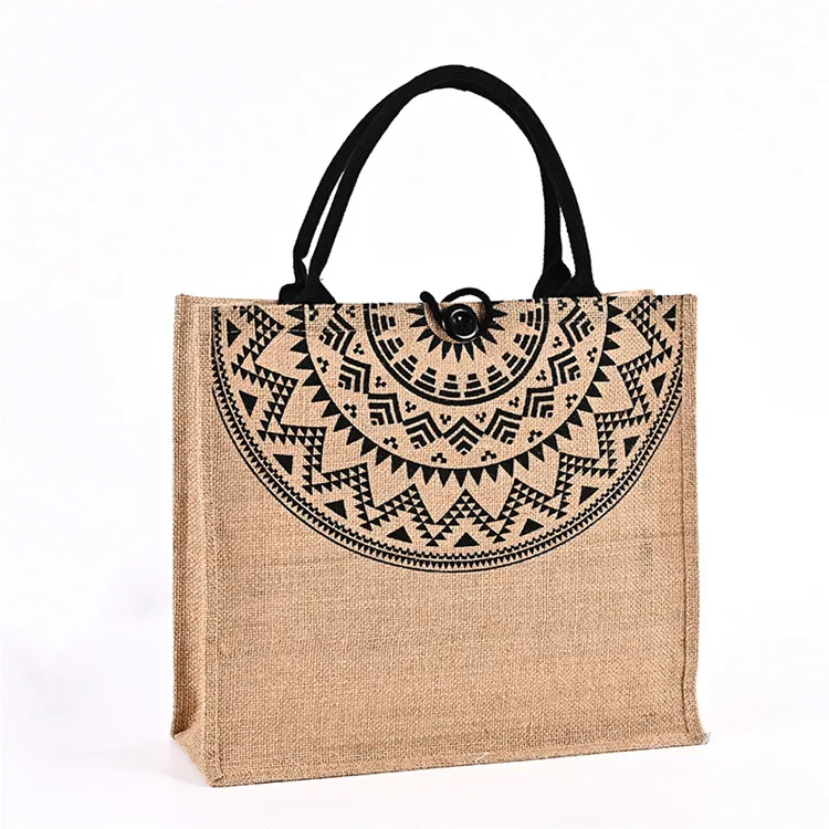 Customise Natural Large Small Cotton Linen Burlap Shopping Hemp Jute Shopper Tote Gift Bag