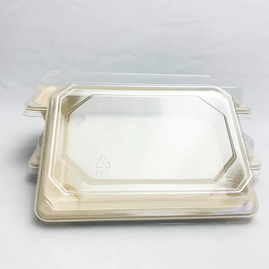 Biodegradable Compostable Disposable sugarcane Sushi Tray Bagasse Japanese Cold Food Dinnerware Tray