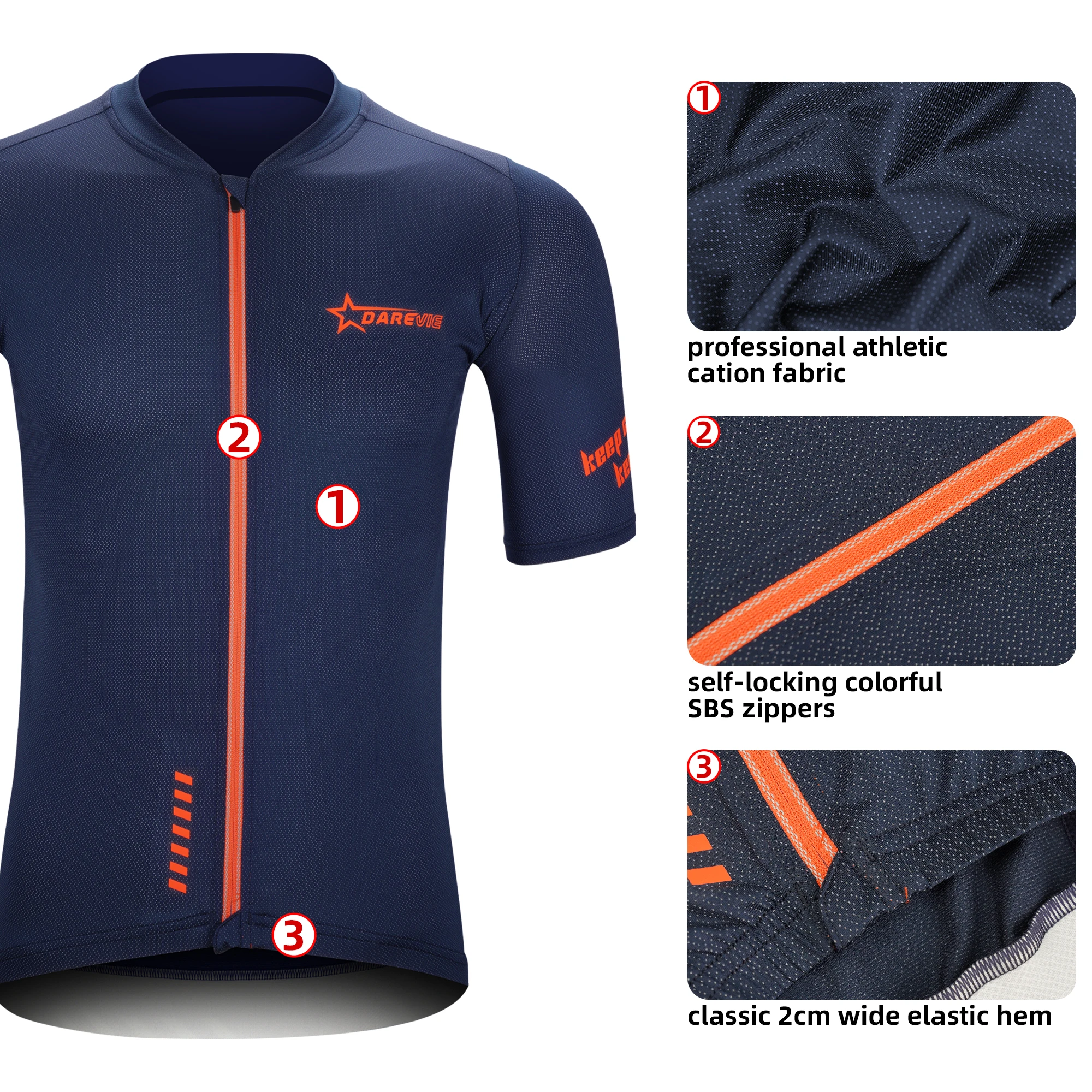 Darevie 7 Colors third generation cation pro cycling jersey reflective zipper bicycle shirt men women
