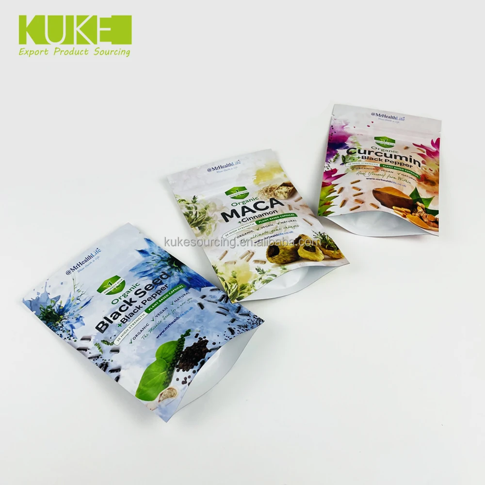 30g 50g 100g Custom coffee powder mylar stand up moringa powder packaging bags pouch