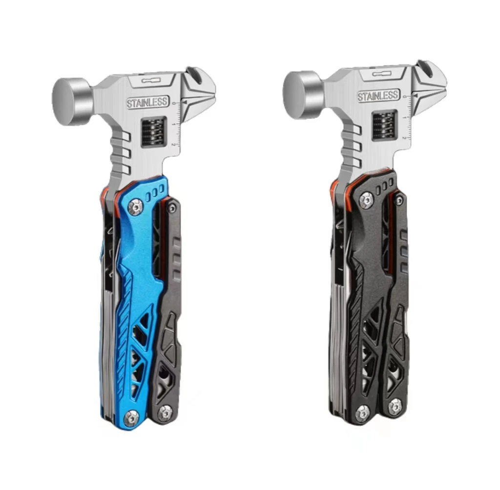 Outdoor Camping Survival Wrench Hammer Metal Stainless Steel Multi Function Folding Mace Pliers Tool  Customized Pouch