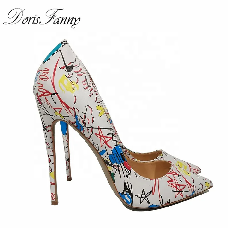 Women pump shoes beautiful sexy 12cm stiletto high heel footwear female pu leather ladies big size dress shoes