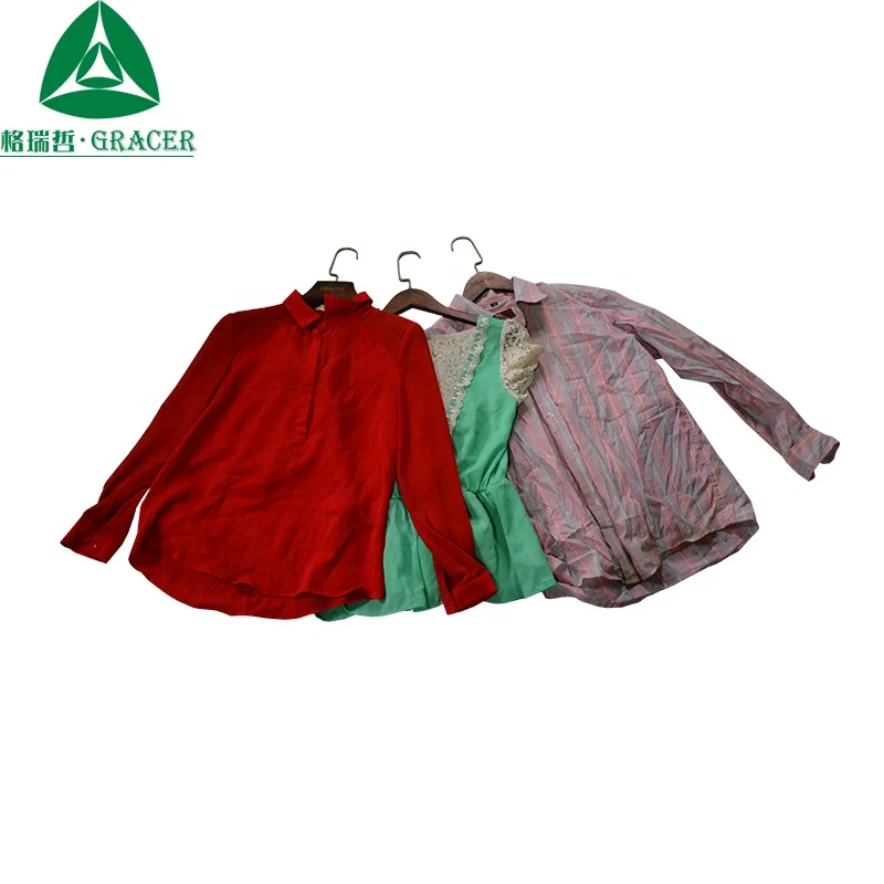Factory Stock Wholesale Bales Bulk Ladies Cotton Blouse VIP Used Clothes Used Clothing Warehouse