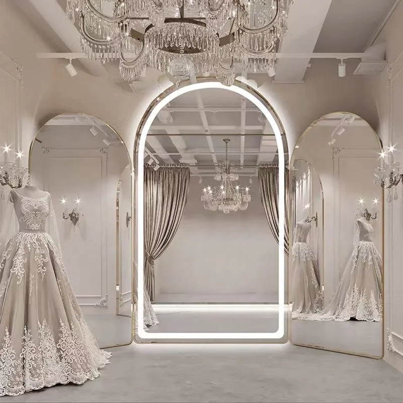 free standing mirror full length luxury design custom large boutique wedding dress floor mirror for bridal shop
