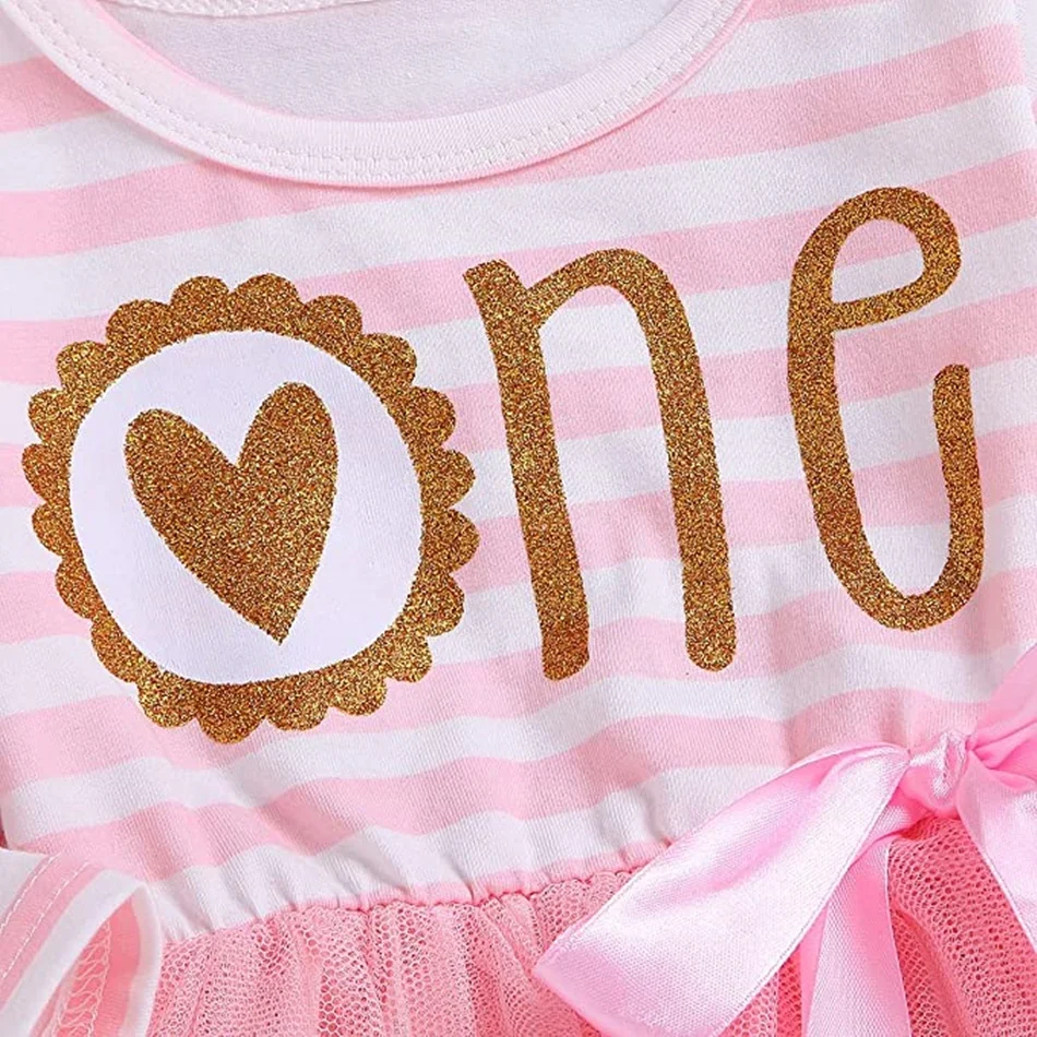 BKD Long Sleeve Fall Infant 12 to 18 months clothes Birthday Lolita Pink Stripe Cotton 1 yr baby girl dress
