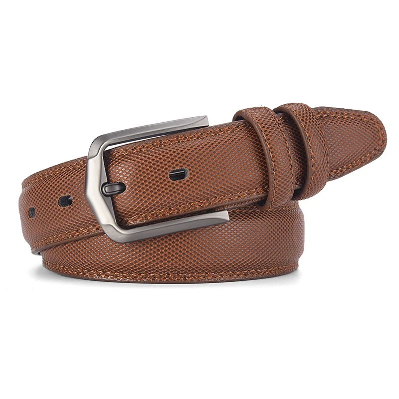 Custom Wholesale Alloy pin Leather belt men business  genuine Belts pvc material for Men
