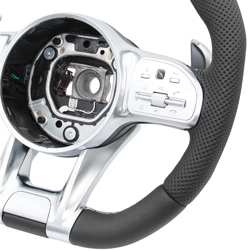 Black leather semi perforated modified steering wheel for Mercedes Benz C GLC E S CLS AMG zc-809-p8-y
