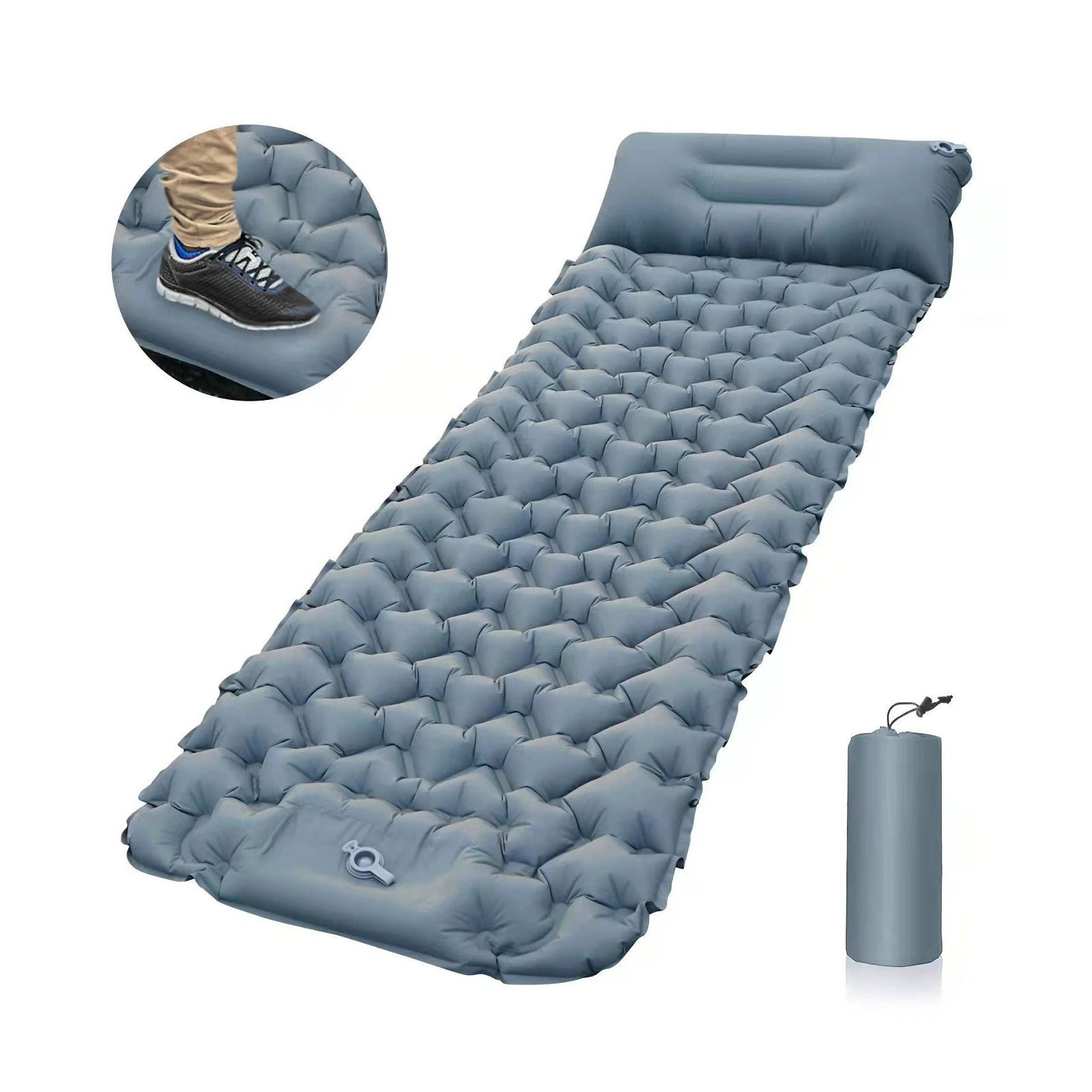 Accept Custom Logo Outdoor Camping Waterproof Foldable Inflatable Sleeping Mat Air Mattress Pad With Handle Bag Easy Carrying