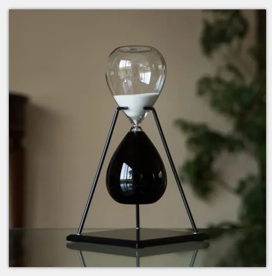 hourglass whit metal shelf