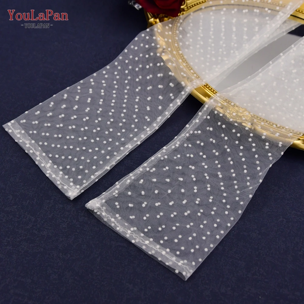 YouLaPan VM17 Exquisite Sergei Opera Gloves Wedding Long Beige Black Polka Dot Lace Full Finger Bridal Gloves
