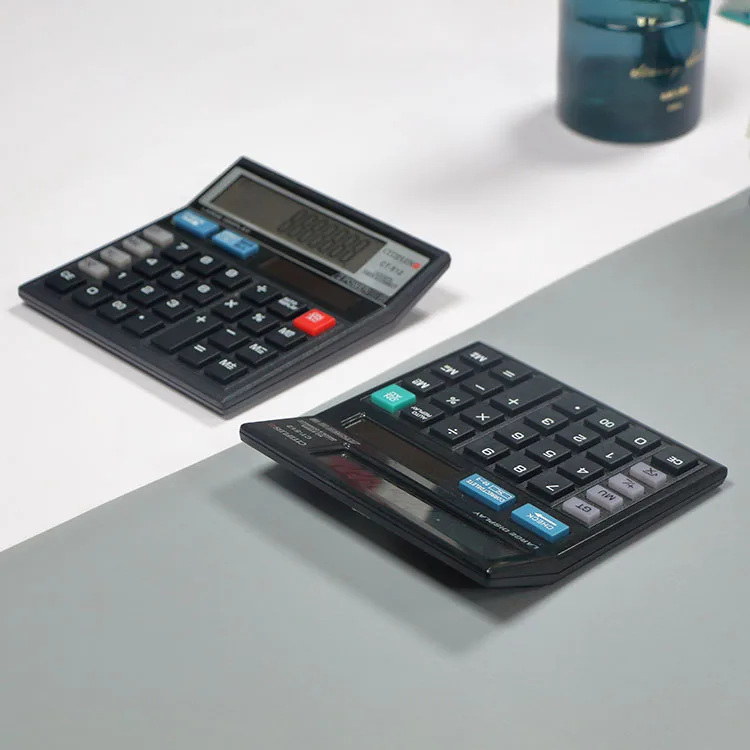 High-Quality New Design Check Function Calculator Black High-End Business Office 12-Digit Display Desktop Calculator