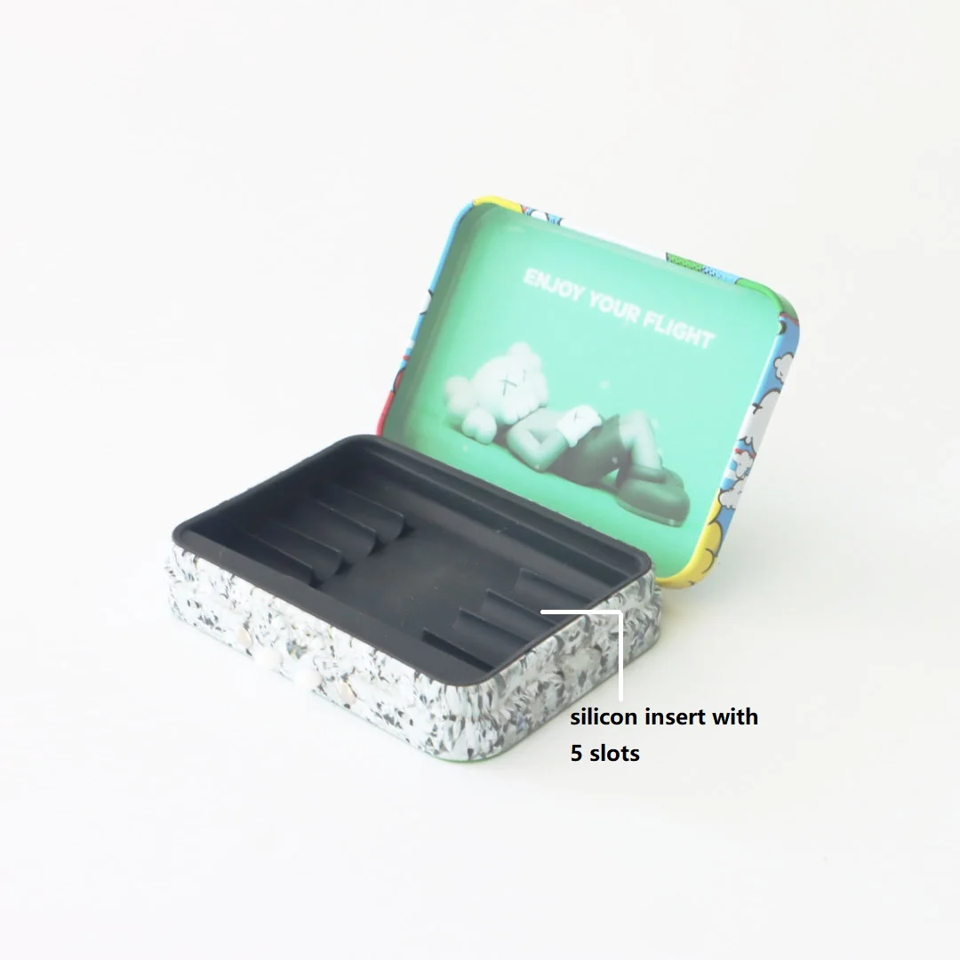 Child resistant proof sustainable hinged lid mini edible joint box custom hinged rectangular metal tin container Storage Tins