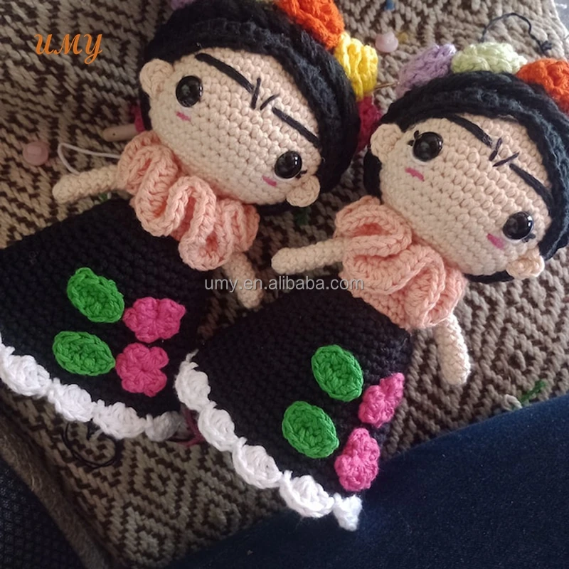 Mexican Handcraft Custom Figurine Plushie Kahlo Decor Kids Hand Knitted Amigurumi Baby Soft Toys Handmade Art Crochet Doll