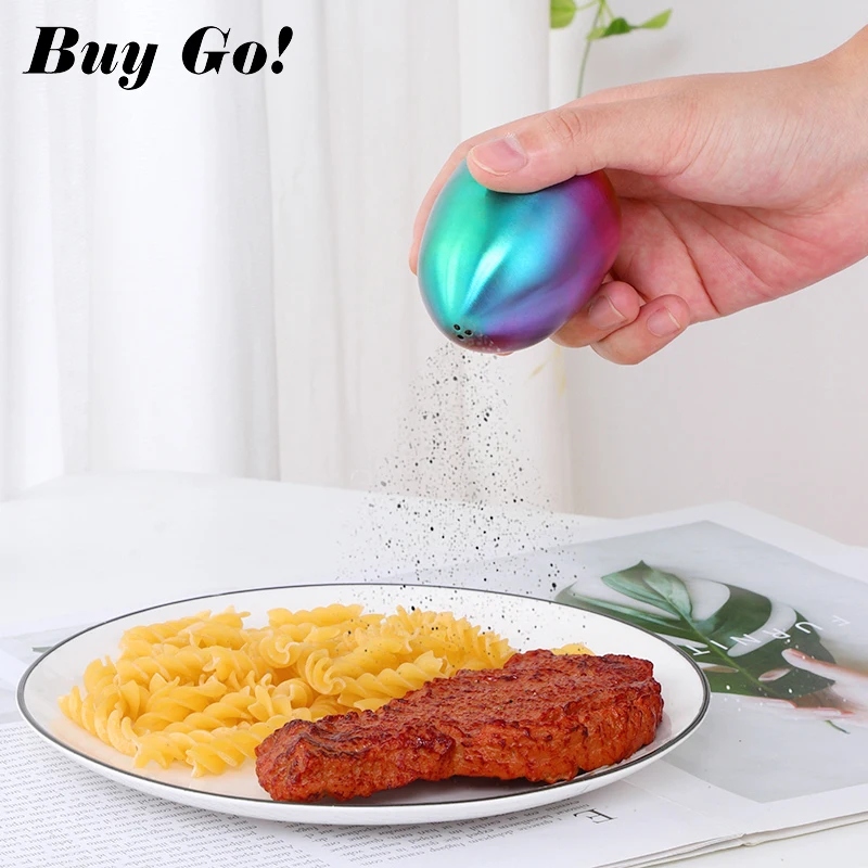 
Egg Shape Metal Salt Pepper Spice Jar Bottle Container Seasoning Tank Stainless Steel Spice Shaker 