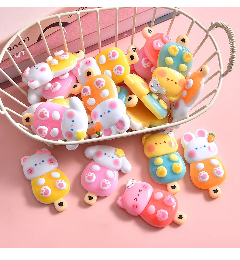 HENGXIN Hot Selling DIY Ornaments Accessories 3D Mini Multicolor Animal Ice Cream Resin Charms For Slime Filler Handcrafts