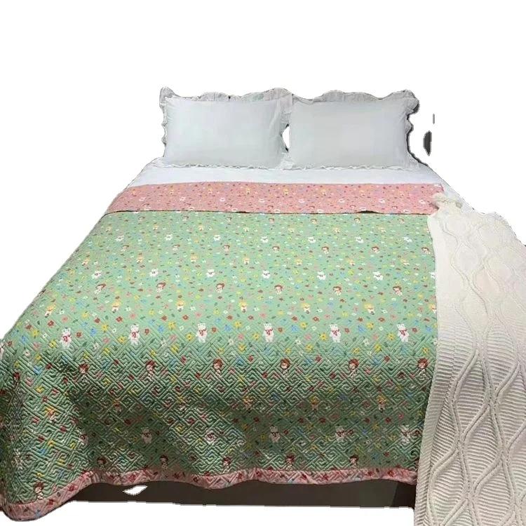 Printed floral quilt bedspread 100% polyester microfiber embossing quilt bedspread sets