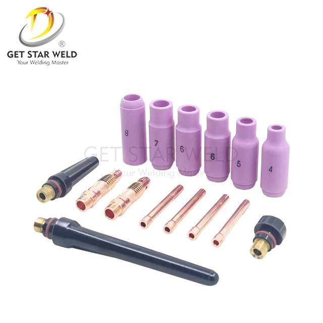 Get Star Weld WP-17/18/26 Ceramic Nozzle Gas Lens Collet Body TIG Welding Torch Accessories Kit