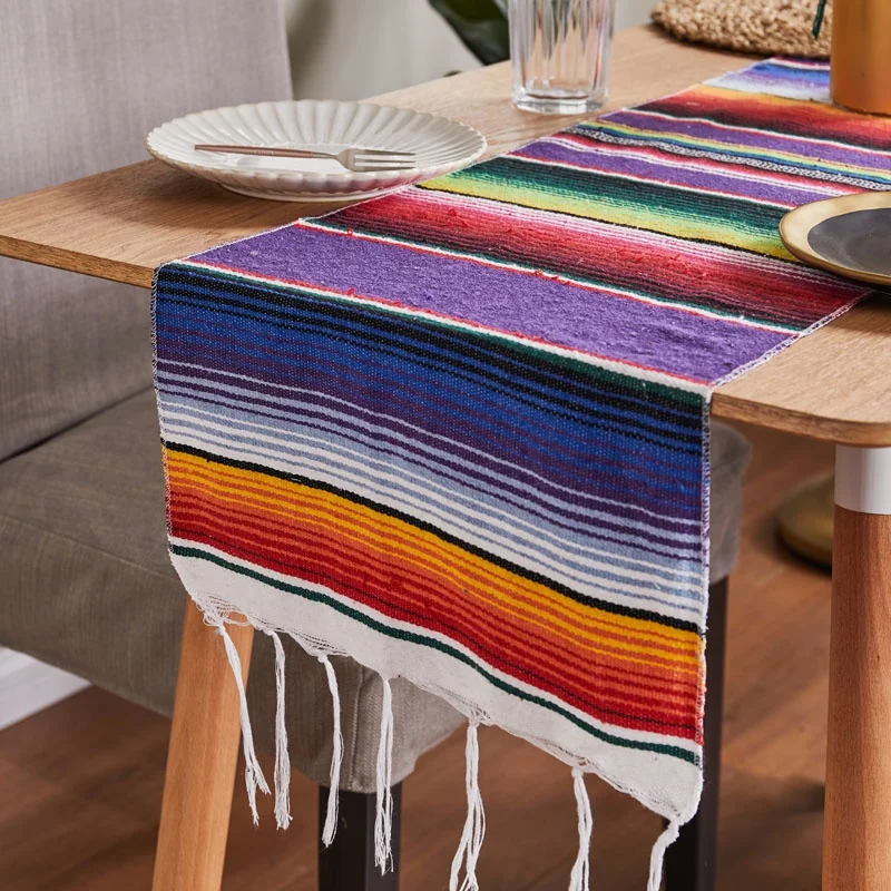 Wholesale Woven ECO Fabric Custom Size Stripe Pattern Mexican Plus Blankets