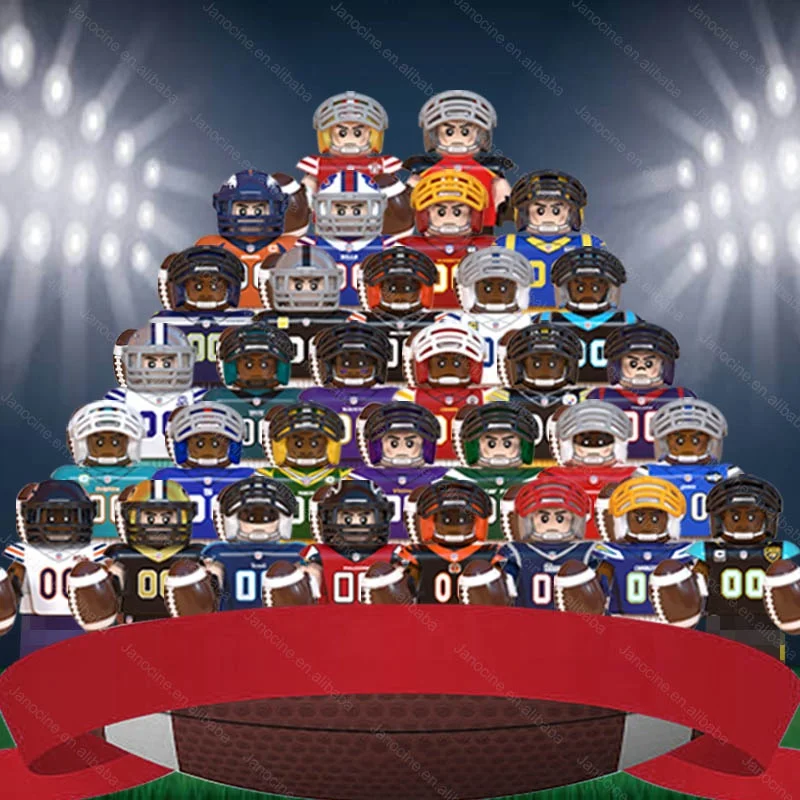 Mini Figures NFL Football Team Rugby Player Steelers Rams Buccaneers Dolphins Mini Building Blocks Sets Kids Toys WM6133-WM6136