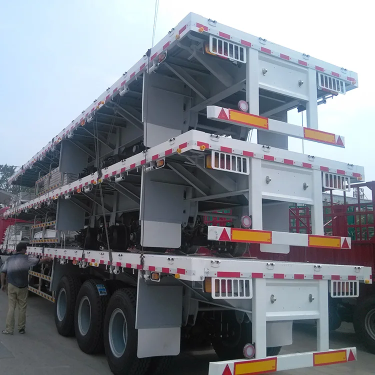 2024 H-star Factory Price 3 Axle 40Ft 20ft Flat Truck Trailer For Logistics Transportation 40 Ton Flatbed Semi Trailer For Sale