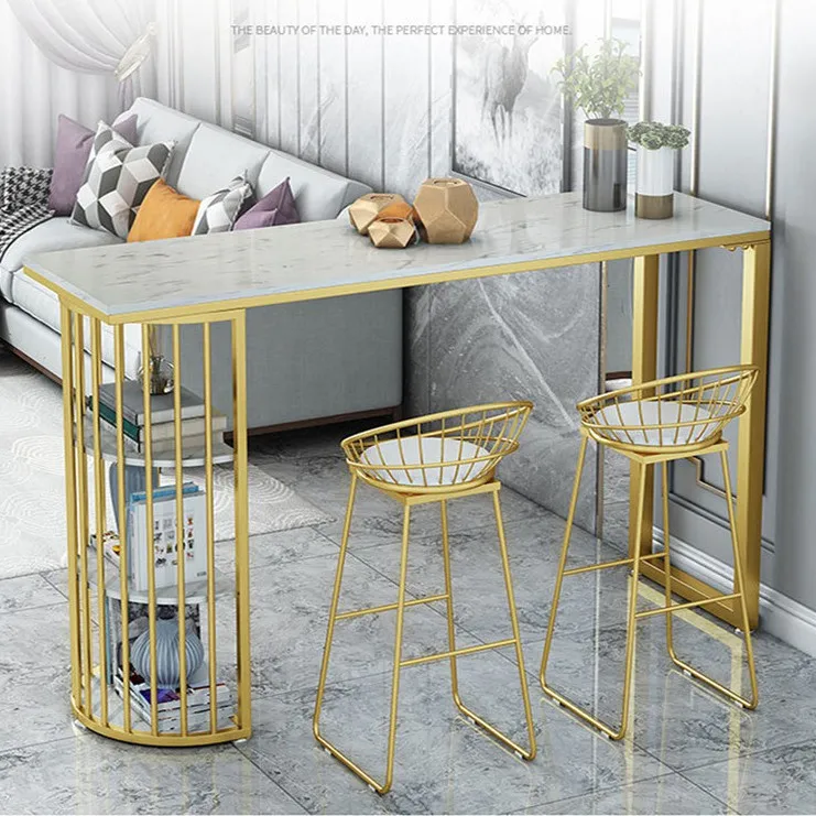 Bar Table Luxury Bar Desk Modern Marble Bar Table And Chair High Feet Long Narrow Desk