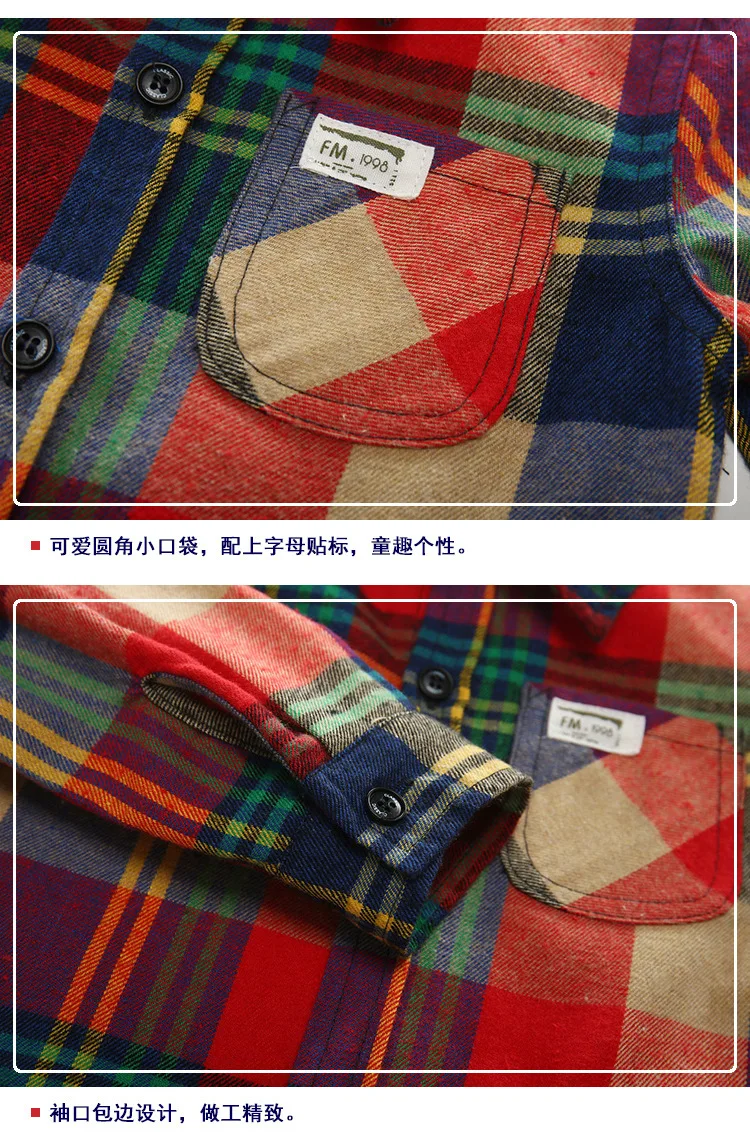 New Fashion Wholesale Autumn Long Sleeve Lattice Pattern Print 100%cotton Pocket Casual Boy Shirt