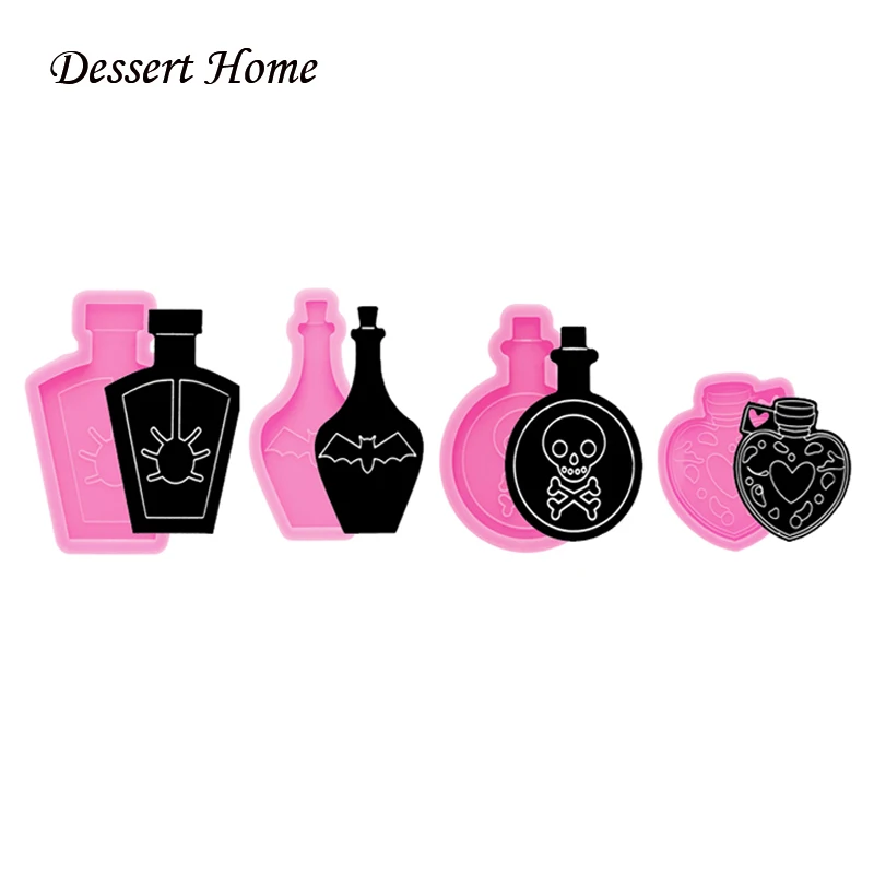 DY1263 Silicone Bottle and Bat/Spider Mold Epoxy Resin DIY Mould, Food Grade Chocolate Fondant Silicone Cake Tools