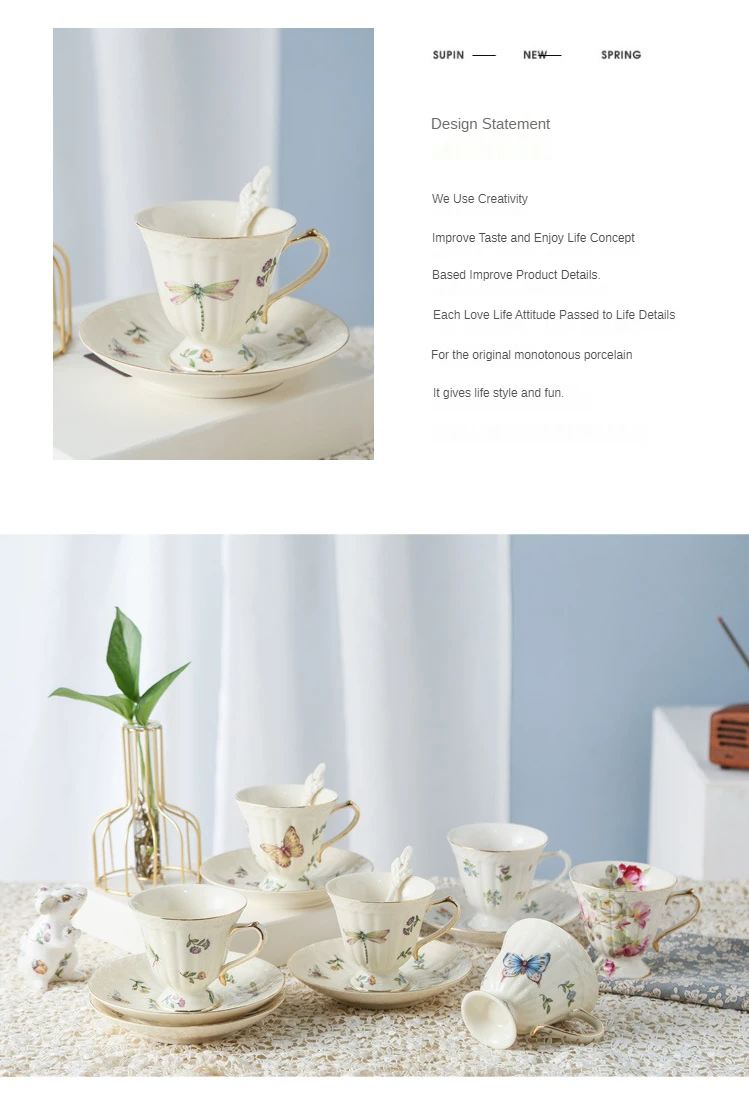 English Afternoon Tea European Rotary Tea Set Ceramic Coffee Cup Household Teapot Complete Set of Luxury