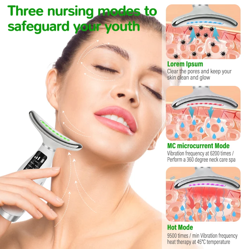 7 colors RF EMS LED Face Lift Machine Facial Beauty Device Skin Wrinkle Removal Photon Therapy Electric Neck Face Lift Massager