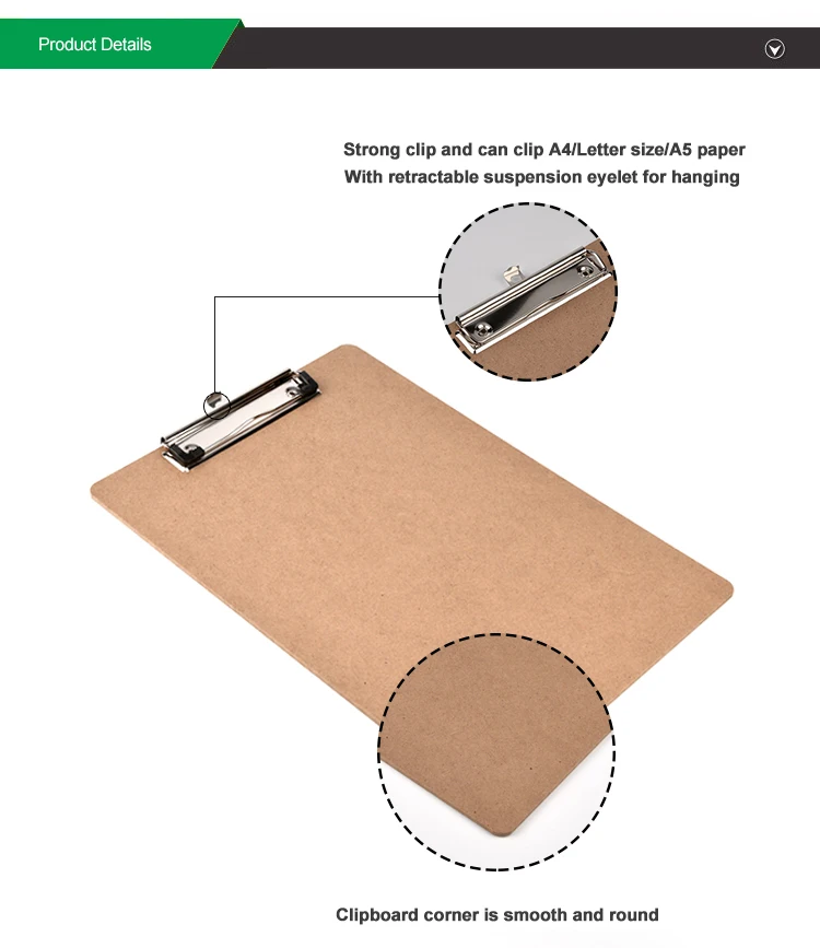 
Best promotion school supply restaurant wooden A4 brown menu clipboard 