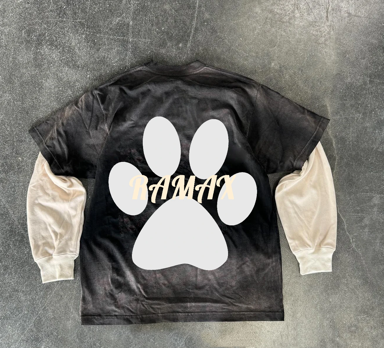 Double Sleeve Tee heavyweight graphic silk screen print t shirt men tees 300gsm 100% cotton Acid Stone Boxy Fit long Sleeve Tee