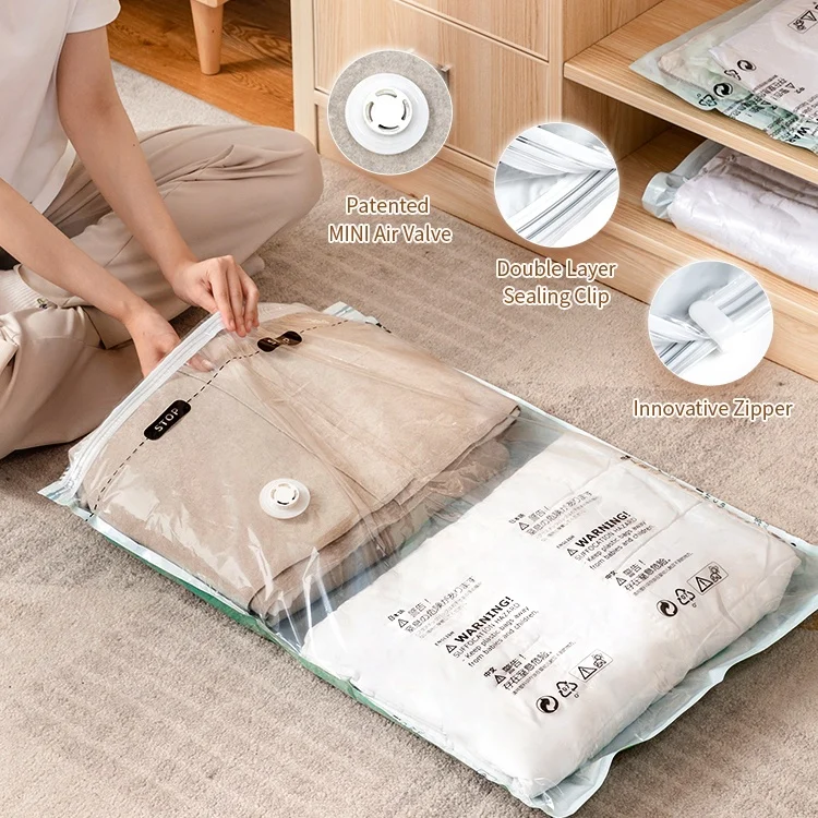 PA+PE vacuum storage bag for space saving storage bags for clothes organizer flat vacuum compression bags