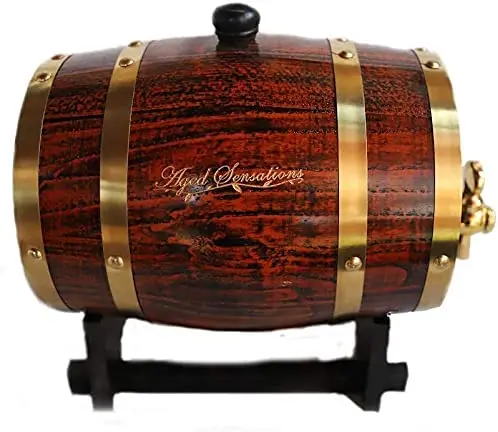 Leak Proof Premium Oak Home Whiskey Barrel Dispenser Distressed 3 Litre for Spirits and Beer with Handle Barrel
