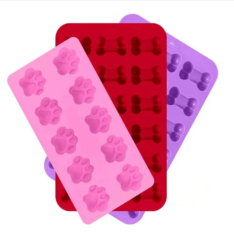 THEONE 18Pack Custom Non-Stick Puppy Dog Paw Bone Silicone Soap Cake Molds Moulds for Chocolate Soap