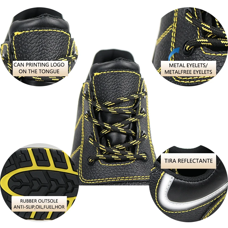 S3 genuine leather upper rubber outsole steel toe anti smash anti puncture Strip reflector Stylish safety shoes for man