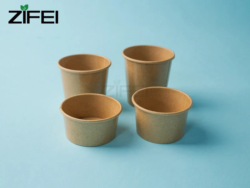 Kraft Reclyle Sauce Cup 1.5oz 2 oz Disposable Paper Dipping PE Sauce Container Cup With Plastic lids